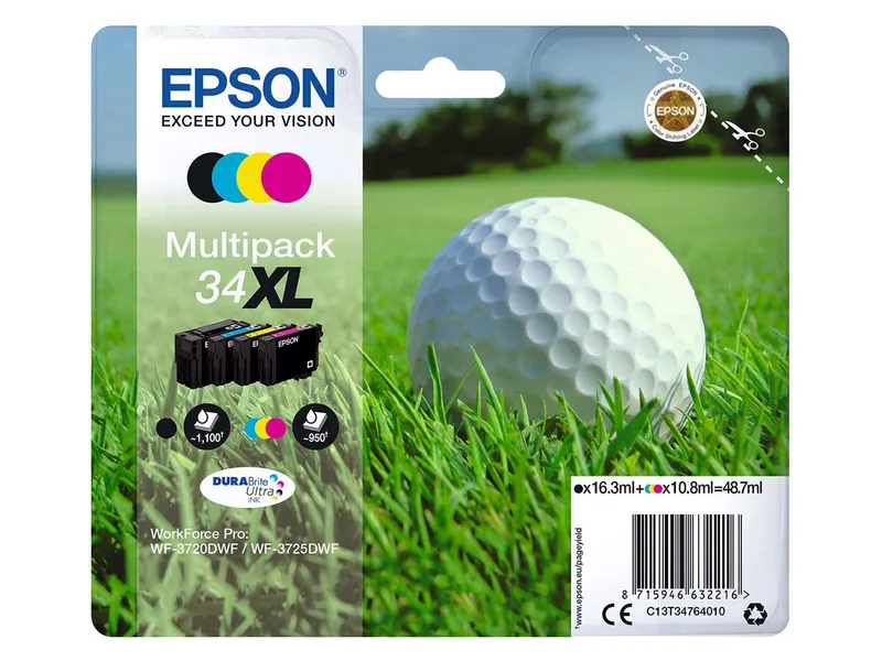 Epson Epson 4er Set Tintenpatronen T3476/ 34XL schwarz, cyan, magenta, gelb – Produktbild 2 von 3