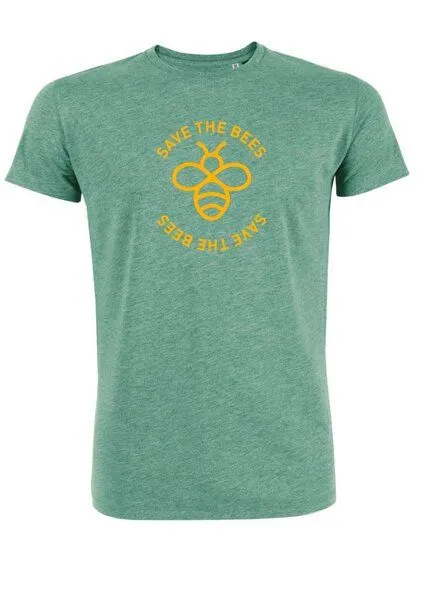 University of Soul University of Soul Herren T-Shirt aus Bio-Baumwolle "Save the bees", Mid heather green, – Produktbild 1 von 2