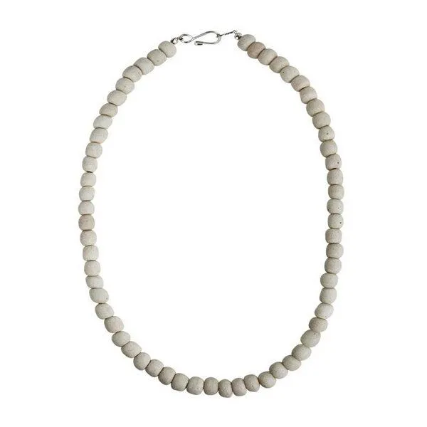 Global Mamas Global Mamas Halskette mit Perlen aus Recycling Glas, 46 cm, Weiss, – Produktbild 1 von 1