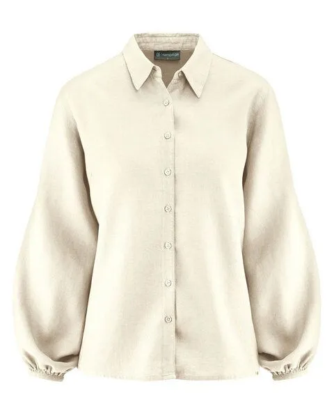 HempAge HempAge Modische Bluse Hanf/Biobaumwolle, Offwhite (weiss), – Produktbild 4 von 4