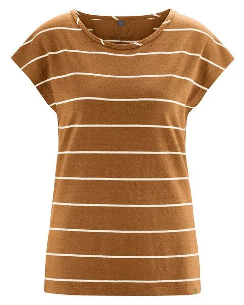 HempAge HempAge Damen Streifenshirt Hanf/Biobaumwolle, Almond (braun), – Produktbild 2 von 4