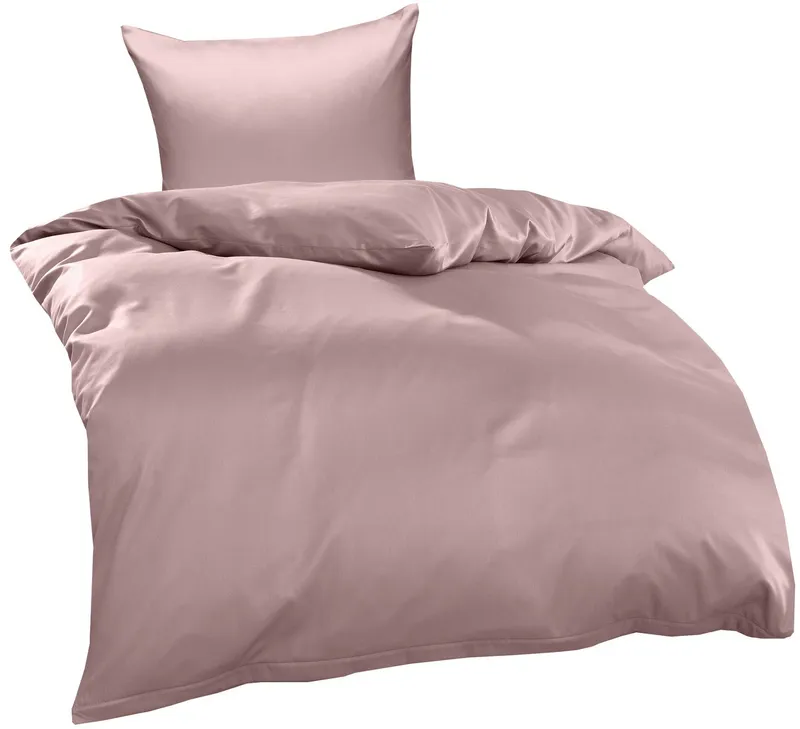 BETTWAESCHE-MIT-STIL Bettwäsche TENCEL™ Lyocell Bettwäsche uni einfarbig, Lyocell, 2 teilig, Rosa, – Produktbild 1 von 4