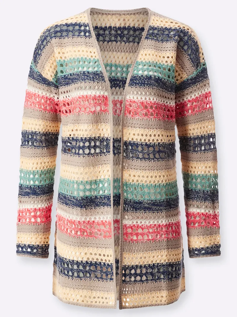Witt Ajourstrickjacke, Sesam-apricot-gemustert, – Produktbild 1 von 2