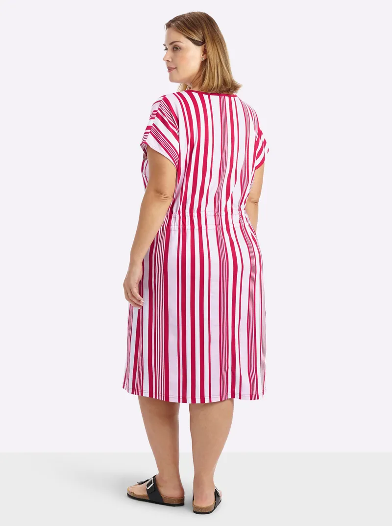 sheego sheego Jerseykleid weiß-rot-gestreift, Weiß-rot-gestreift, – Produktbild 2 von 2