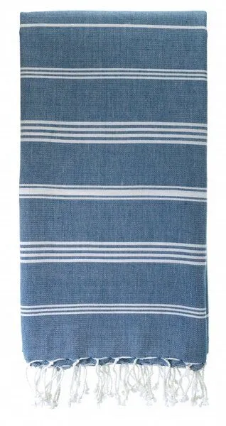 Karawan authentic Karawan authentic Fouta Hamamtuch aus reiner Bio-Baumwolle 200 × 100 cm (Stil HAMMAM), Ocean blue, – Produktbild 2 von 5