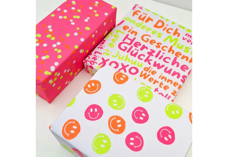 Bow & Hummingbird Bow & Hummingbird Geschenkpapier "Neon Konfetti" aus Recyclingpapier – Produktbild 7 von 8