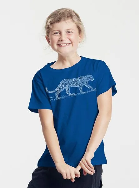 Peaces.bio - handbedruckte Biomode Peaces.bio - handbedruckte Biomode Bio-Kinder T-Shirt Leopard, Royalblau, – Produktbild 3 von 3