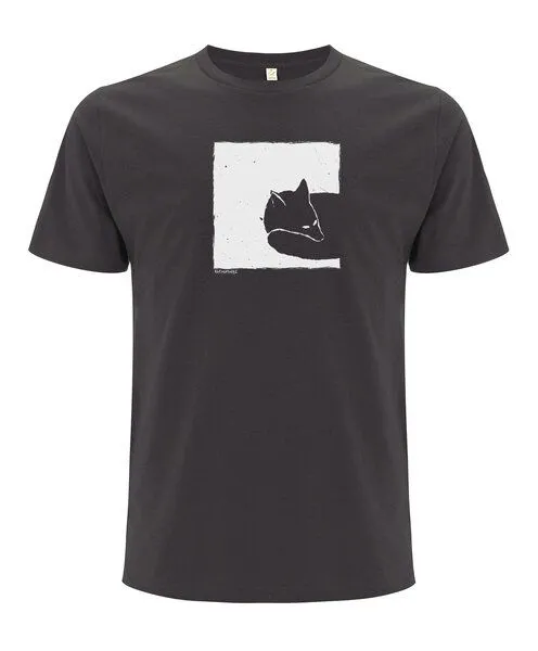 ilovemixtapes ilovemixtapes Biofaires Fox in a box Unisex T-Shirt aus Bio-Baumwolle, Dunkelgrau, – Produktbild 1 von 3