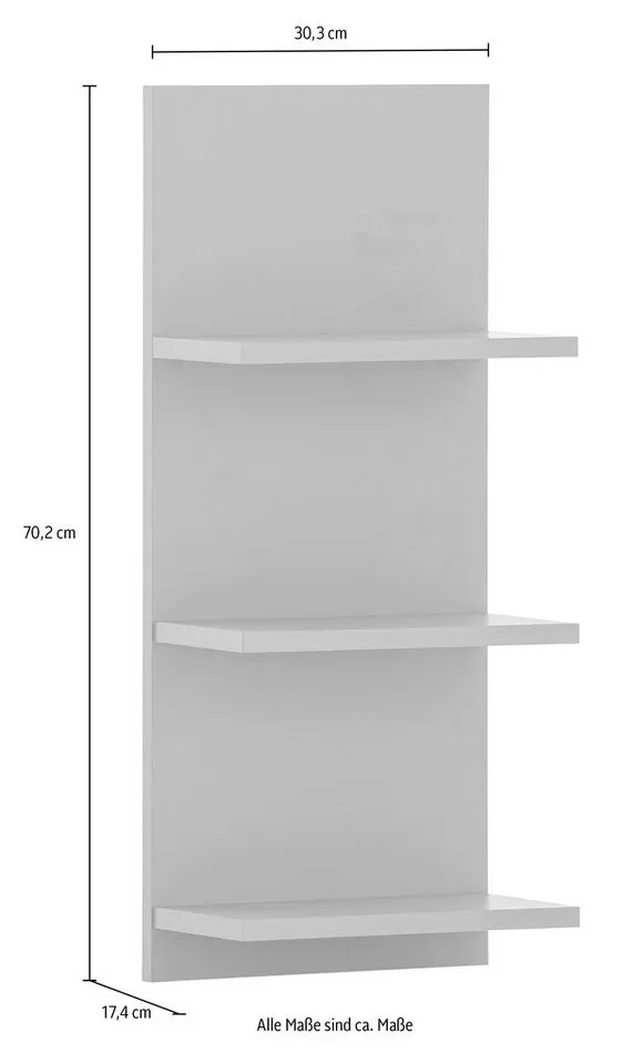 welltime Wandregal, 3 Regalböden, Weiß, – Produktbild 4 von 6