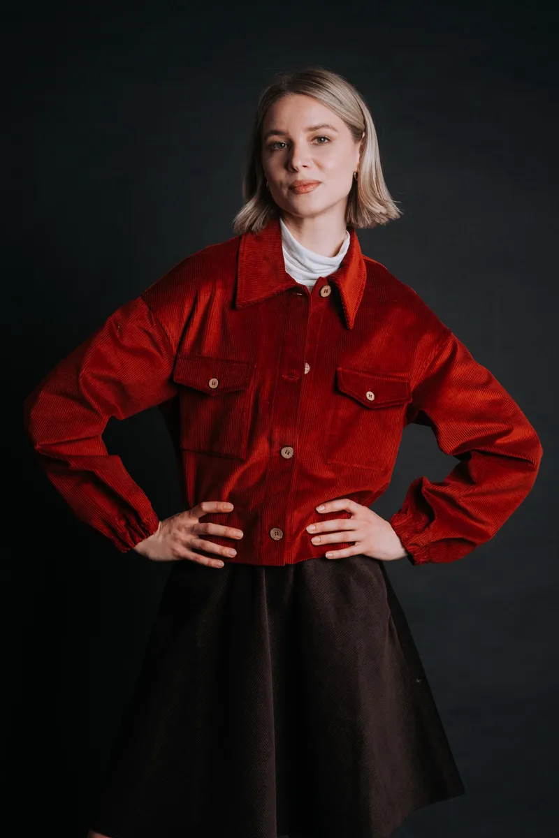 De IONESCU De IONESCU Damen vegan Jacke Corduroy Sibiel, Rot, – Produktbild 2 von 2