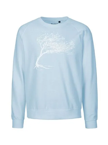 Peaces.bio - handbedruckte Biomode Peaces.bio - handbedruckte Biomode Bio Damen-Sweatshirt Loose Fit Windy Tree, Hellblau, – Produktbild 1 von 2