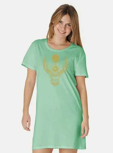 Peaces.bio - handbedruckte Biomode Peaces.bio - handbedruckte Biomode Longshirt Cheper Damen, Mint, – Produktbild 2 von 2
