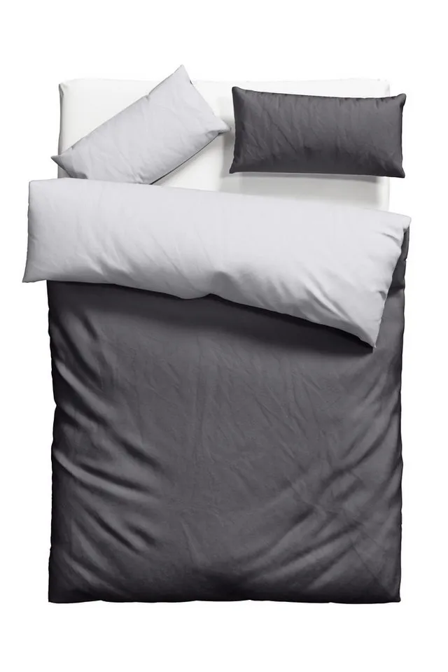 OTTO home Wendebettwäsche Desner2 100% Microfaser, extra weich, allergikerfreundlich, Microfaser, 2 teilig, Premium Qualität, uni, schnell trocknend, pflegeleicht, ab 135x200 cm, Grau|silberfarben, – Produktbild 3 von 8