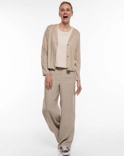 Alma & Lovis Alma & Lovis Trendige Marlenehose aus reinem Leinen | Leinen Marlene, Humus (natur), – Produktbild 3 von 4