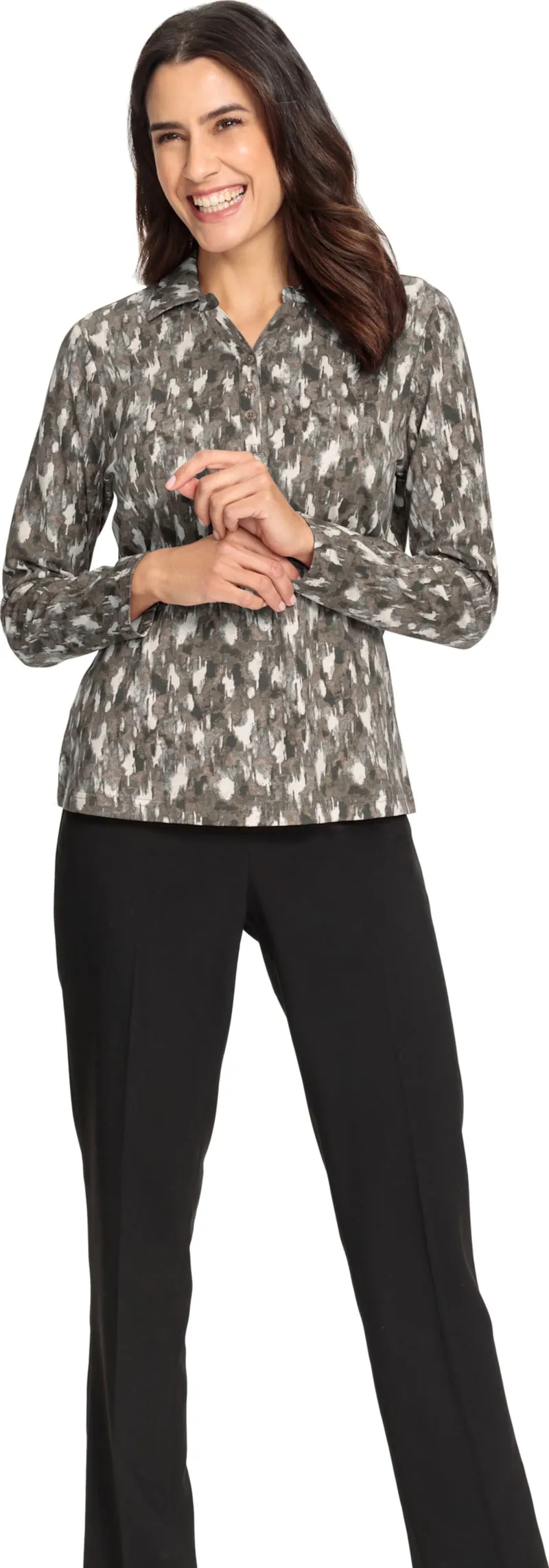 Witt Poloshirt taupe-graphit-bedruckt, Taupe-graphit-bedruckt, – Produktbild 2 von 2