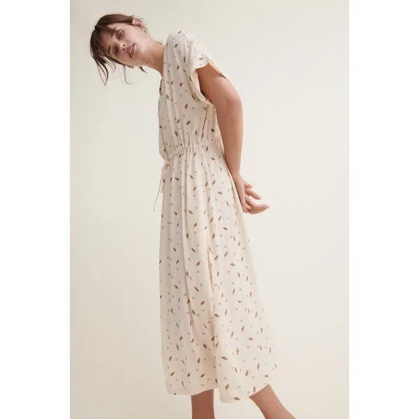 Basic Apparel Basic Apparel Kleid ANJO mit feinem Blätterprint, Natur (birch), – Produktbild 2 von 3