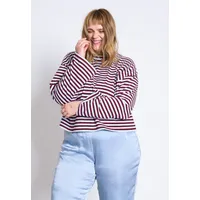 JAN N JUNE JAN 'N JUNE Damen vegan Kastenförmiges Langarmshirt Ankira In Rot/Blau Gestreift – Produktbild 1 von 1
