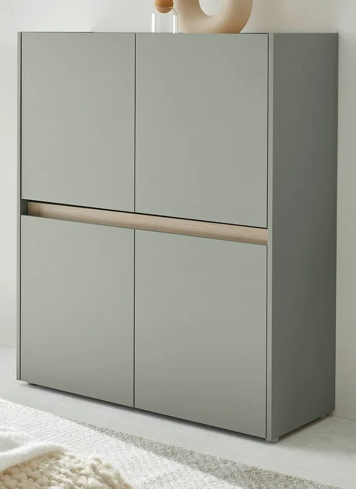 Furn.Design Highboard Center (Schrank in Salbei Grün mit Eiche, 100 x 120 cm), 4-türig mit 8 Fächern, Grün, – Produktbild 2 von 5