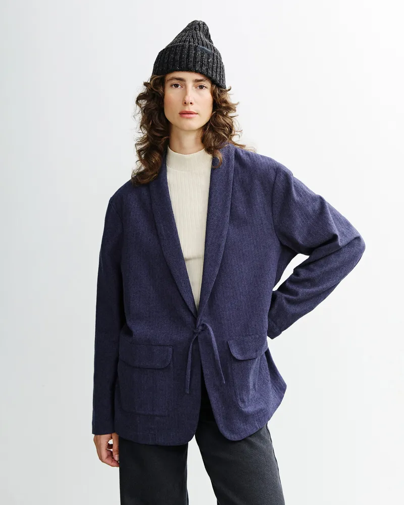 Rotholz Rotholz Damen vegan Kimono-Blazer Blau, Blau, – Produktbild 1 von 2