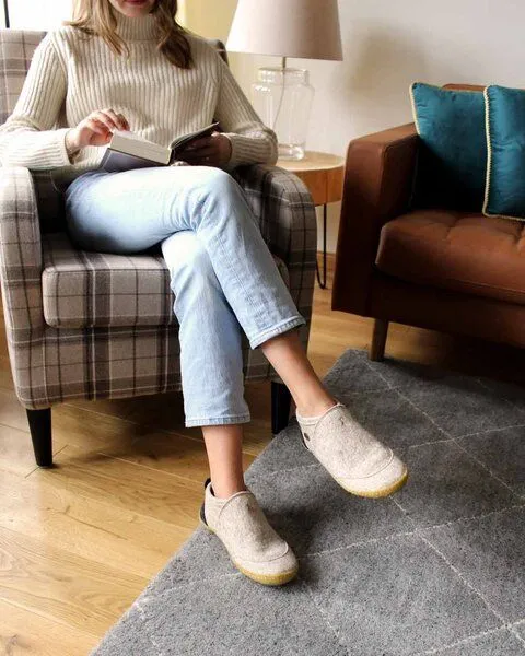 WoolFit WoolFit Hausschuhe 'Taiga' mit Naturgummisohle, 100% Wolle, Beige, – Produktbild 1 von 4