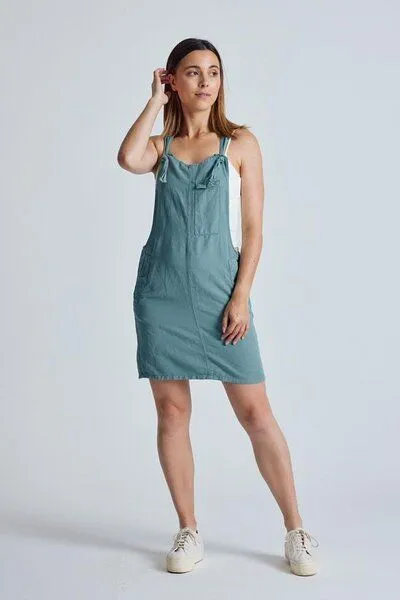 Flax and Loom Flax and Loom Leinen Latzkleid Peggy, Retro blue (grün), – Produktbild 5 von 7