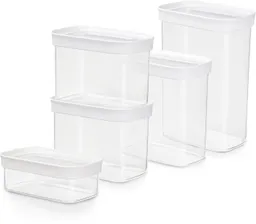 EMSA EMSA 5er-Set Vorratsdose "OPTIMA" 0,45/2x 1/1,6/2,2 l, weiß/transparent – Produktbild 1 von 1