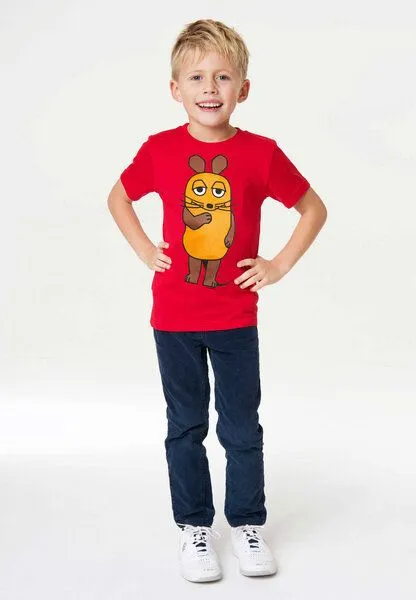 LOGOSH!RT LOGOSH!RT Die Sendung mit der Maus Die Maus Kinder Bio T-Shirt, Rot, – Produktbild 3 von 4