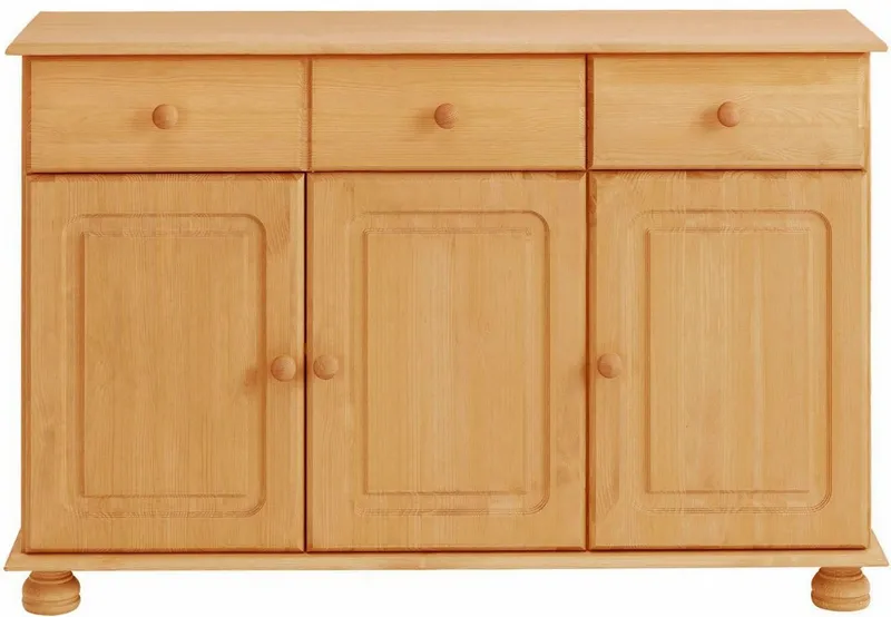 OTTO home Sideboard Mette Kommode mit 3 Türen & 2 Schubladen, eine ist optisch geteilt, Kommode mit gefrästen, kugelförmigen Füßen, Breite 120 cm, Beige, – Produktbild 5 von 5