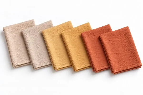 bistyle bistyle Musselin-Mundtücher - extra dicker 4-lagiger - 20x20cm - 6er Pack - zertifiziert – Bio Baumwolle, Ziegelrot beige senfgelb, – Produktbild 3 von 4