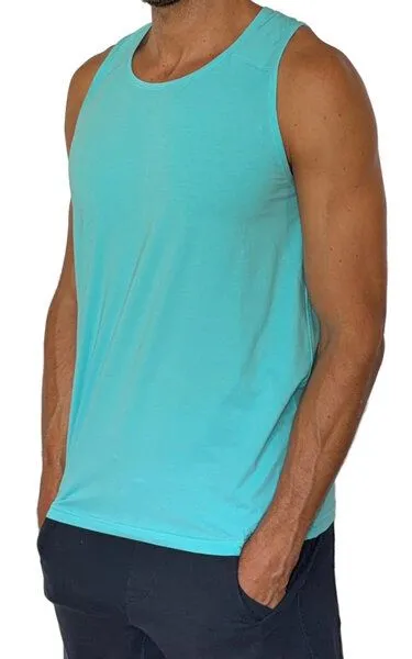 M23 M23 Herren Tank Top Bio-Baumwolle, Modell "Kobe", Türkis, – Produktbild 3 von 4