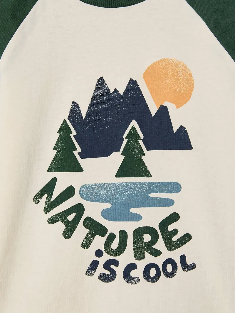 Vertbaudet Shirt mit langen Raglanärmeln Jungen, Grün, – Produktbild 2 von 2