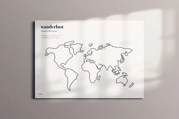 meine-weltkarte meine-weltkarte Stylische Weltkarte "Wanderlust" #2- nachhaltig & handemade in Germany - Wanddekoration Weltkarte - Keilrahmen, Leinwandposter – Produktbild 3 von 3