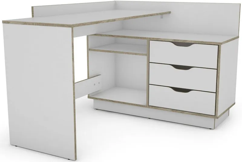 OTTO home Eckschreibtisch Bexley, mit viel Stauraum, Breite 129 cm, rechts oder links montierbar, Beige, – Produktbild 4 von 8
