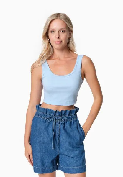 ORGANICATION ORGANICATION IRISS | Ripp-Crop-Top aus TENCEL Modal und Bio-Baumwolle, Seashell blue, – Produktbild 1 von 4
