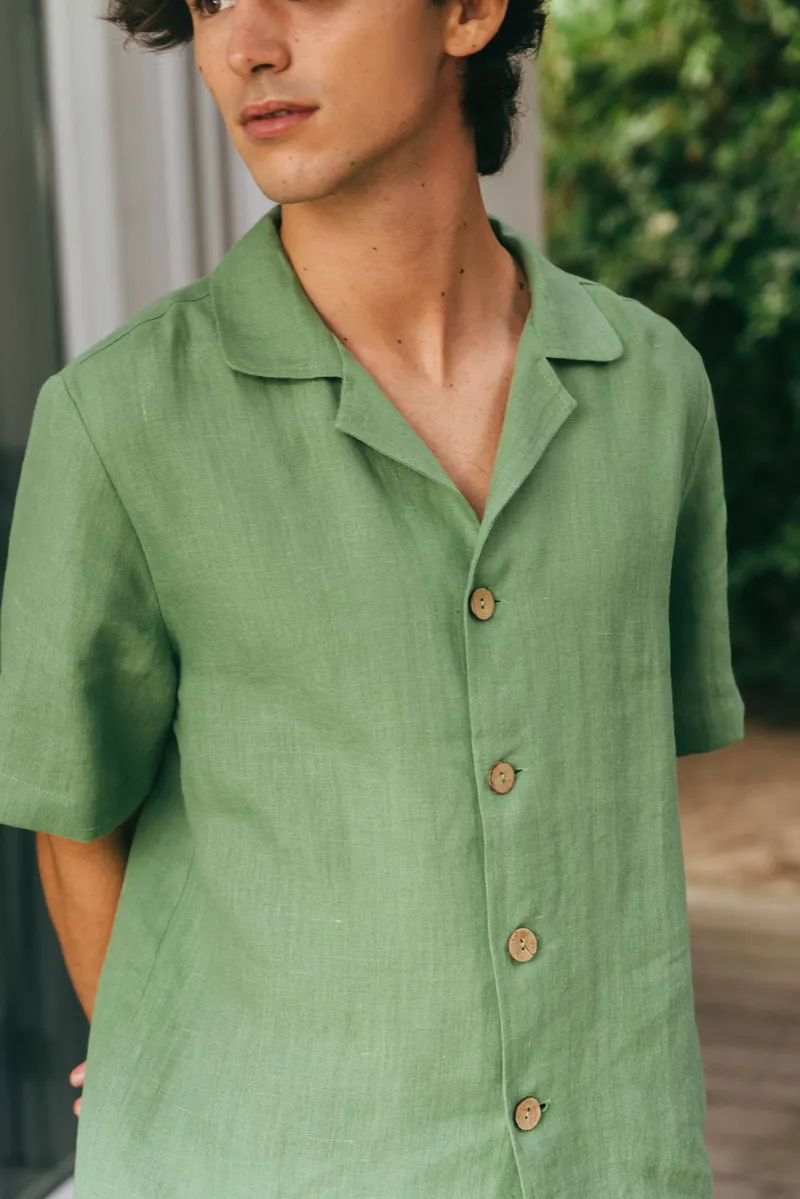 AmourLinen AmourLinen Herren vegan Set Loungewear Aspen Matcha Grün, Grün, – Produktbild 1 von 2