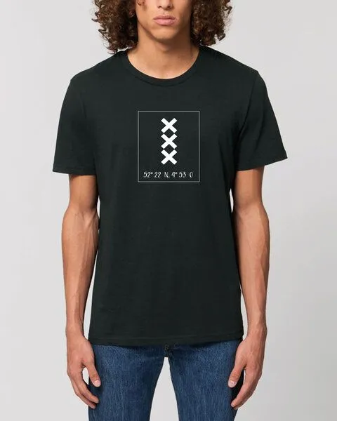 Human Family Human Family Bio Herren City T-Shirt "Amsterdam - Coordinates", Schwarz, – Produktbild 1 von 1
