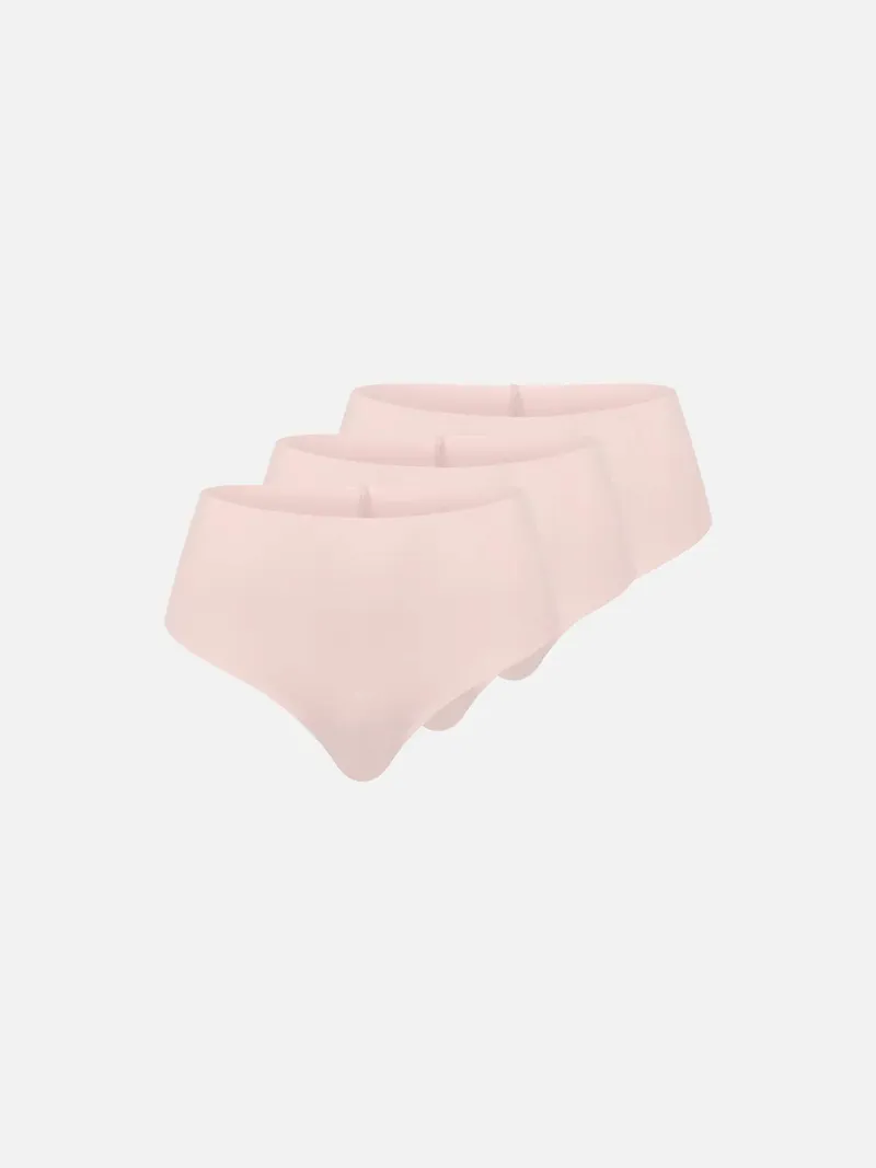erlich textil erlich textil Light Touch High Waist Brazil String im 3er Pack aus weichem Modal, made in Europe, Magnolie, – Produktbild 1 von 6