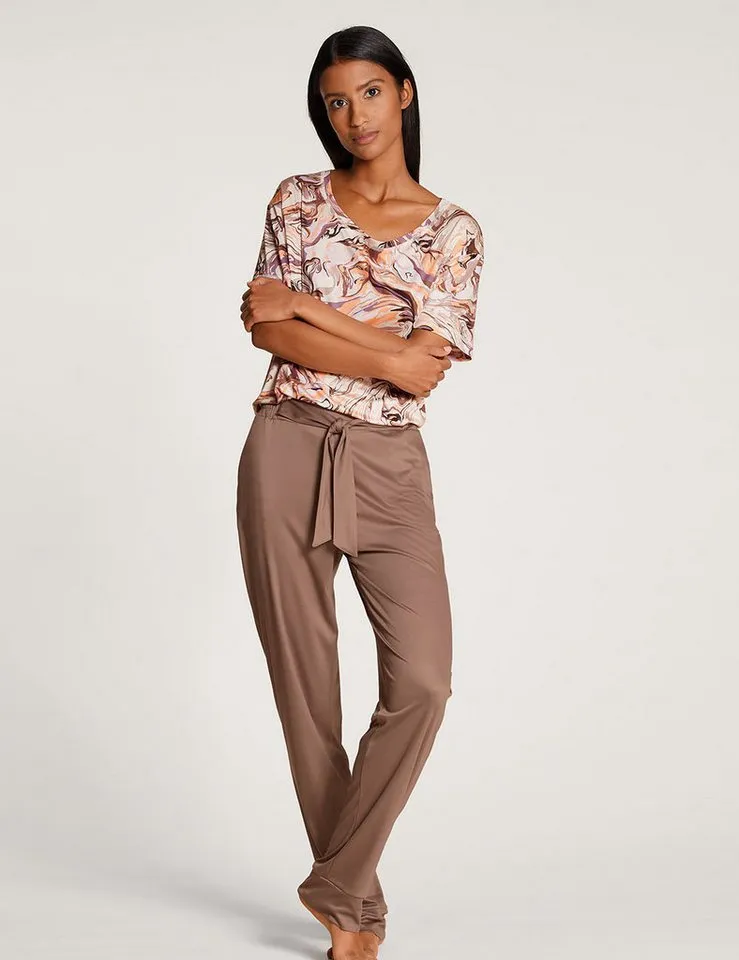 CALIDA CALIDA Pyjamahose Circular Sleep Damen (1-tlg) seidig weich, fließend und elegant, Braun, – Produktbild 2 von 5