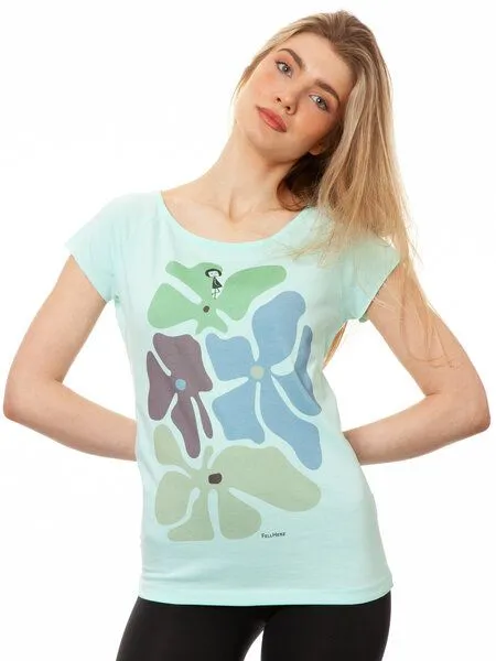 FellHerz FellHerz Damen T-Shirt Flower Girl moonlight jade bio & fair & vegan – Produktbild 2 von 3