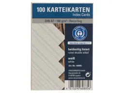 100 Karteikarten aus Recyclingkarton 170 g/m² DIN A7, weiß – Produktbild 1 von 1