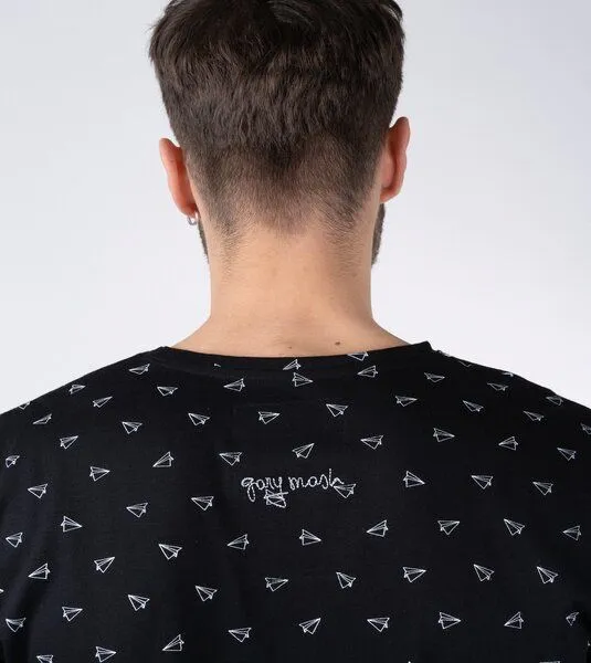 Gary Mash GARY MASH Shirt Paper Airplanes aus Modal®-Mix Schwarz, Schwarz, – Produktbild 3 von 4
