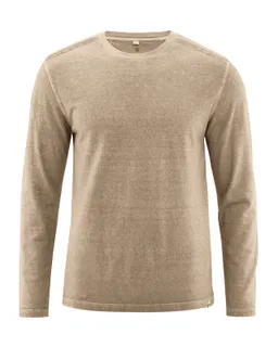 HempAge Hempage Herren vegan Langarmhemd Im Used Look Shiitake Braun – Produktbild 1 von 1