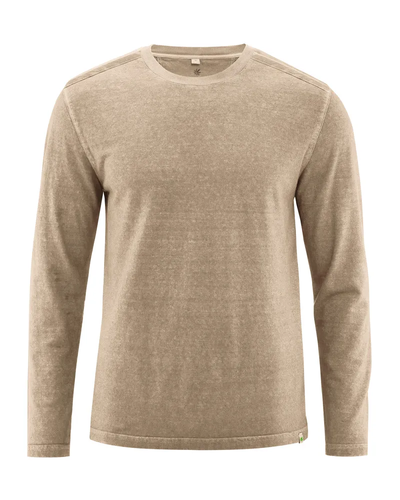 HempAge Hempage Herren vegan Langarmhemd Im Used Look Shiitake Braun, Braun, – Produktbild 1 von 2