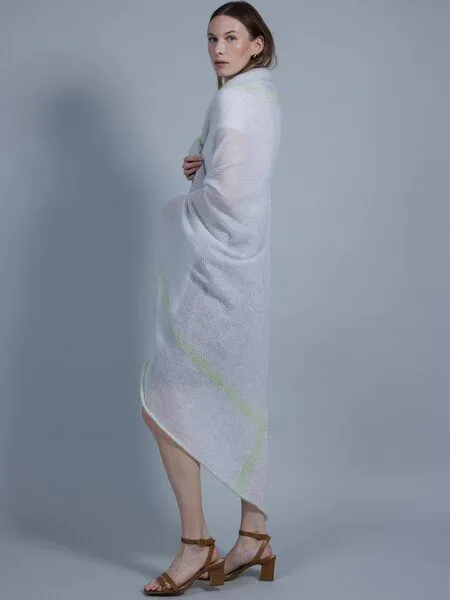 Susan's Fashion Susan's Fashion großes Mohairplaid Sue mit Karostreifen, Hellgrau mit hellgrün (grau), – Produktbild 5 von 5
