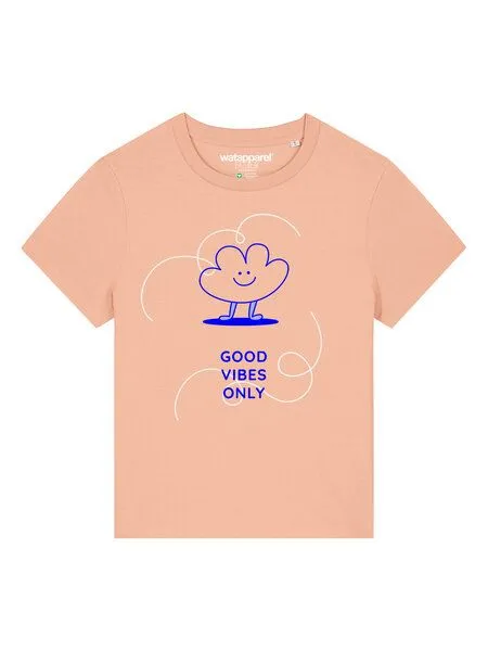 watapparel watapparel T-Shirt Frauen Good vibes only, Fraiche peche, – Produktbild 2 von 4