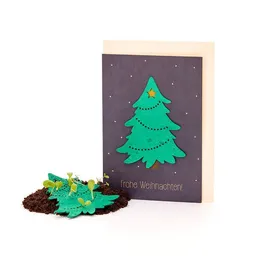 Die Stadtgärtner Die Stadtgärtner Nachhaltige Weihnachtskarte zum Einpflanzen mit Tannenbaum-Motiv inkl. Umschlag | Grußkarte Weihnachten mit Saatgut | Klappkarte mit Aufschrift Frohe Weihnachten – Produktbild 1 von 1