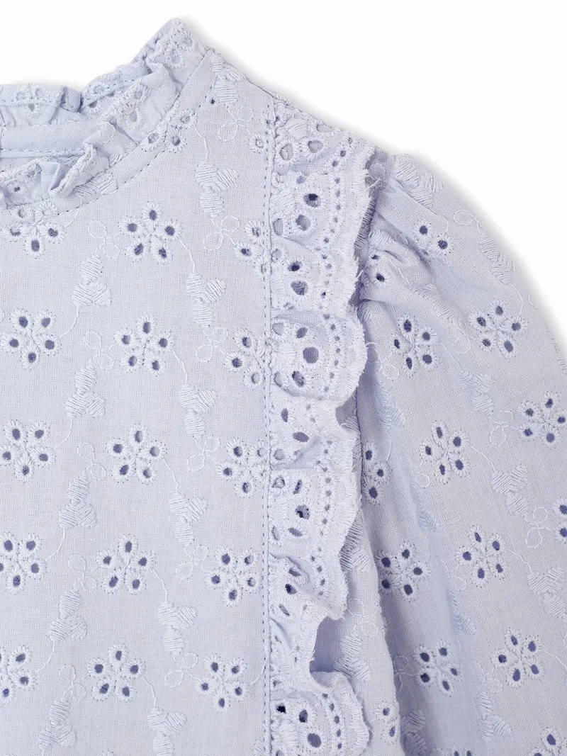 Vertbaudet Mädchen Baby Volantbluse, Himmelblau, – Produktbild 3 von 4