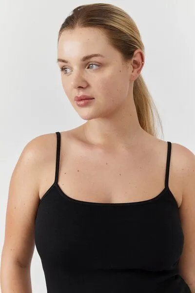 The Slow Label The Slow Label Hochwertiges Tank Top aus festem Baumwollstoff, Schwarz, – Produktbild 4 von 4