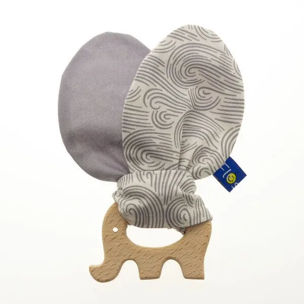 Flosinn Flosinn Knisterohren Baby mit Beißring Elefant Bio-Greifling, Grau, – Produktbild 3 von 3