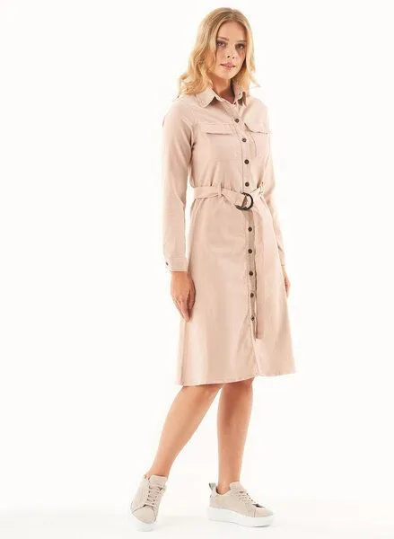 ORGANICATION ORGANICATION Hemdblusenkleid aus TENCEL Lyocell und Bio-Baumwolle, Natur(beige), – Produktbild 1 von 4